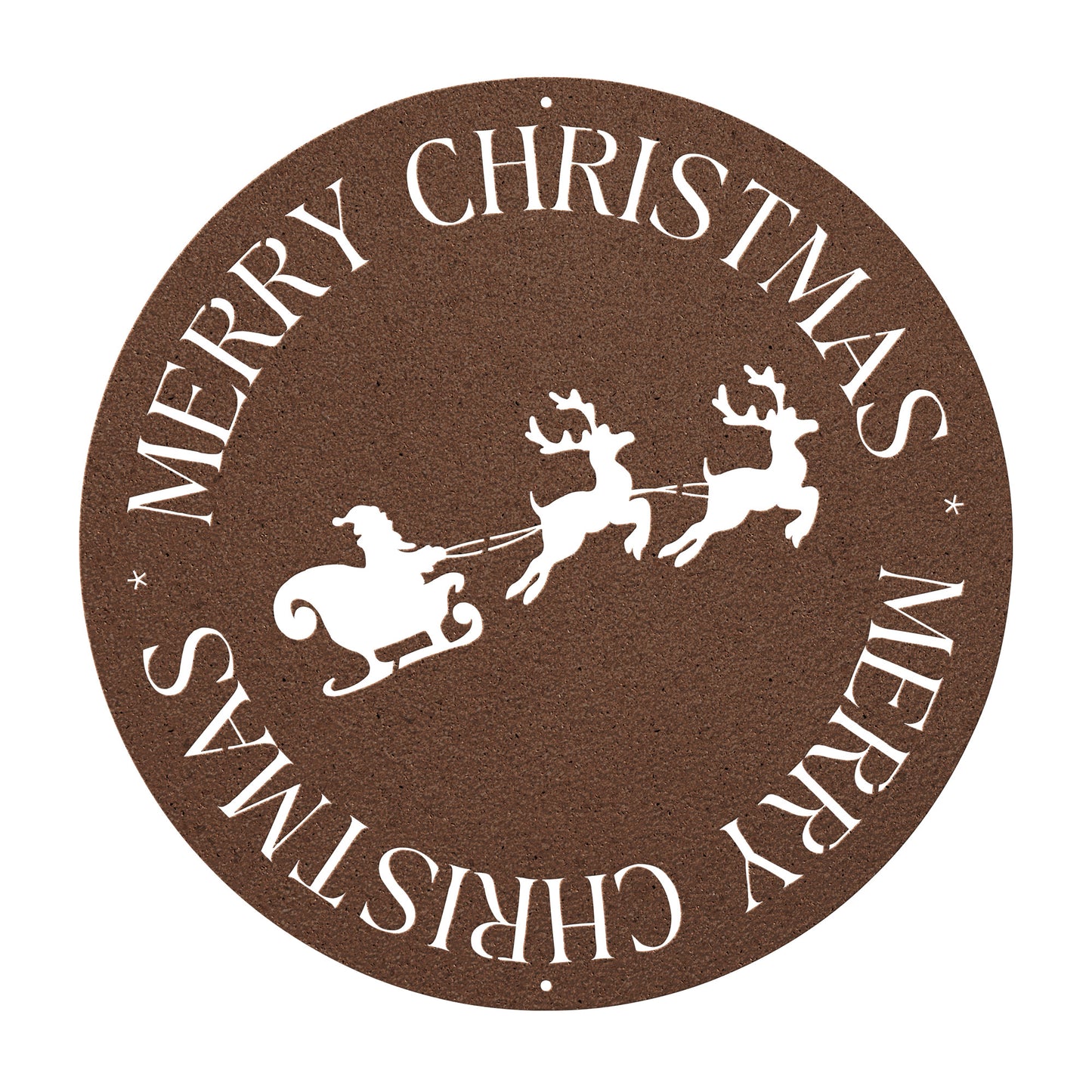 10112 - Circular Santa and Sleigh Christmas Metal Sign