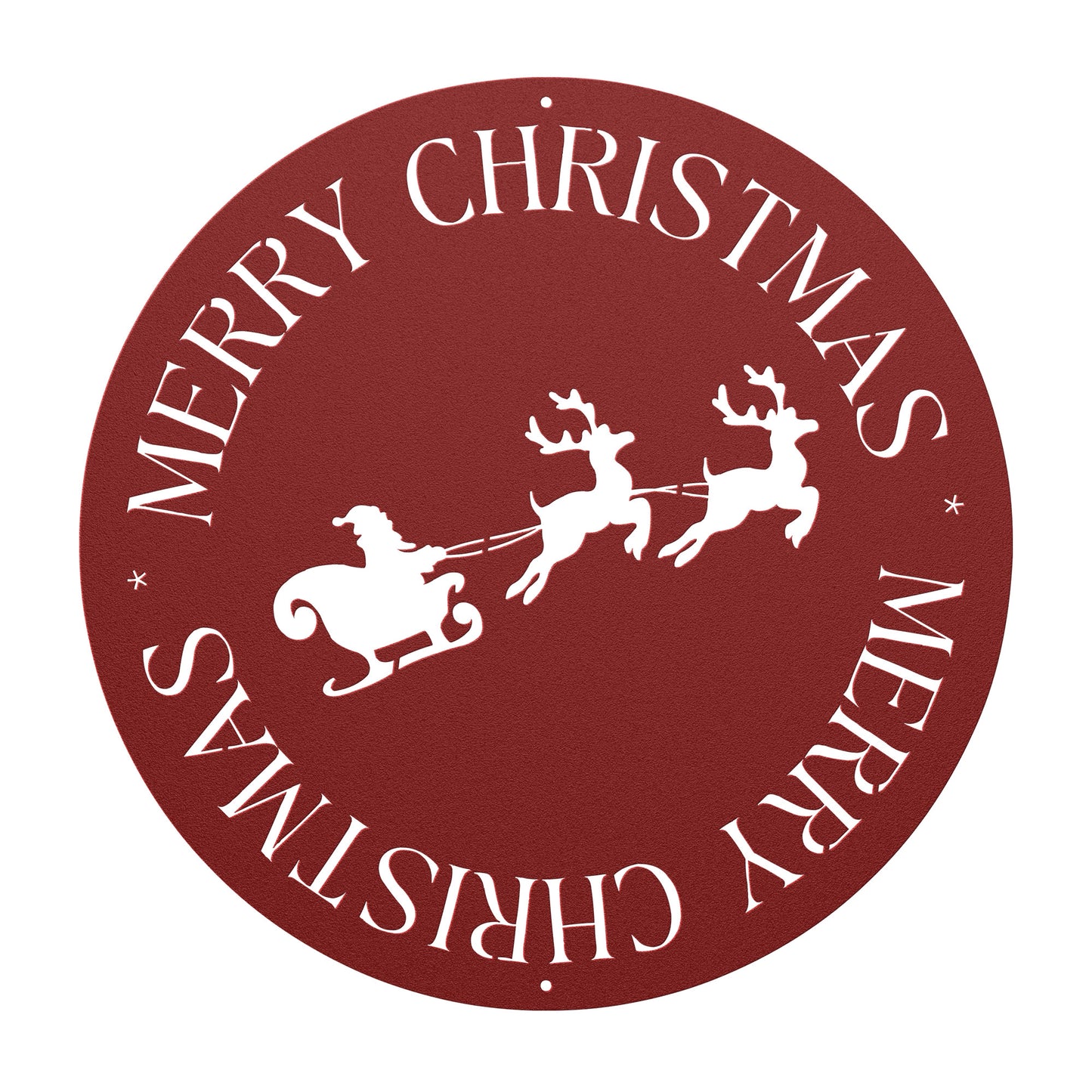 10112 - Circular Santa and Sleigh Christmas Metal Sign