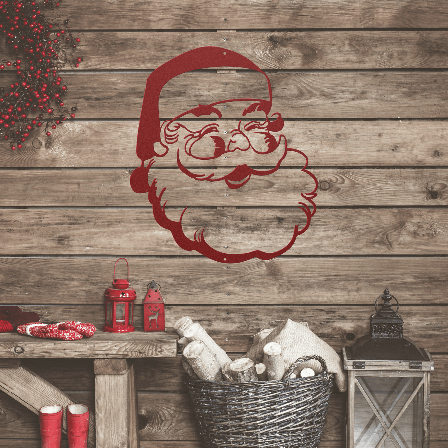 10018 - Jolly Santa Christmas Metal Decor Sign