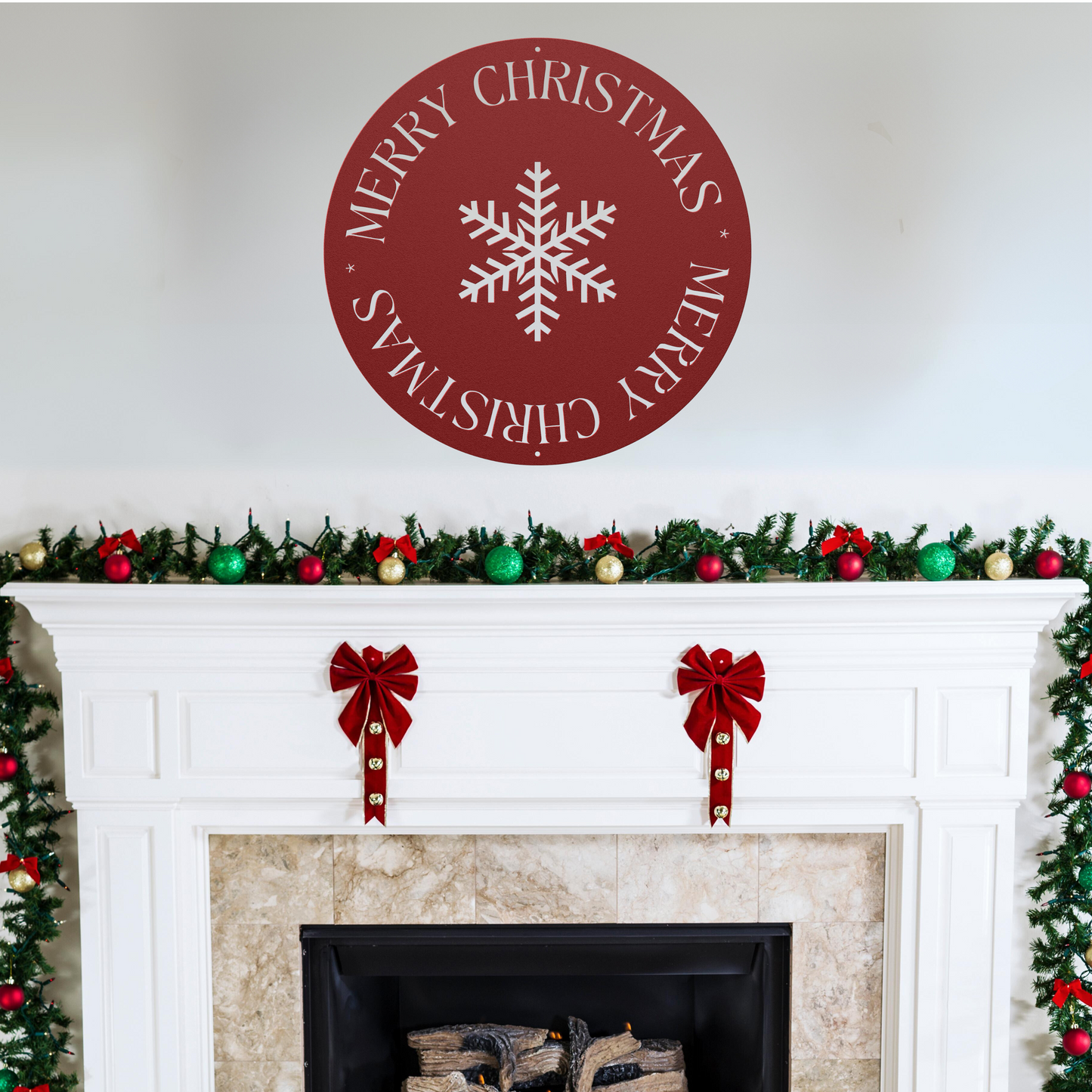 10091 - Merry Christmas Snowflake Circle Sign