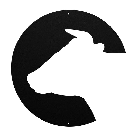 10108 - Cow Head Cutout Metal Sign