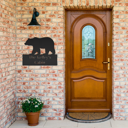 10131 - Bear Custom Name Cabin Metal Plaque