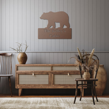 10131 - Bear Custom Name Cabin Metal Plaque