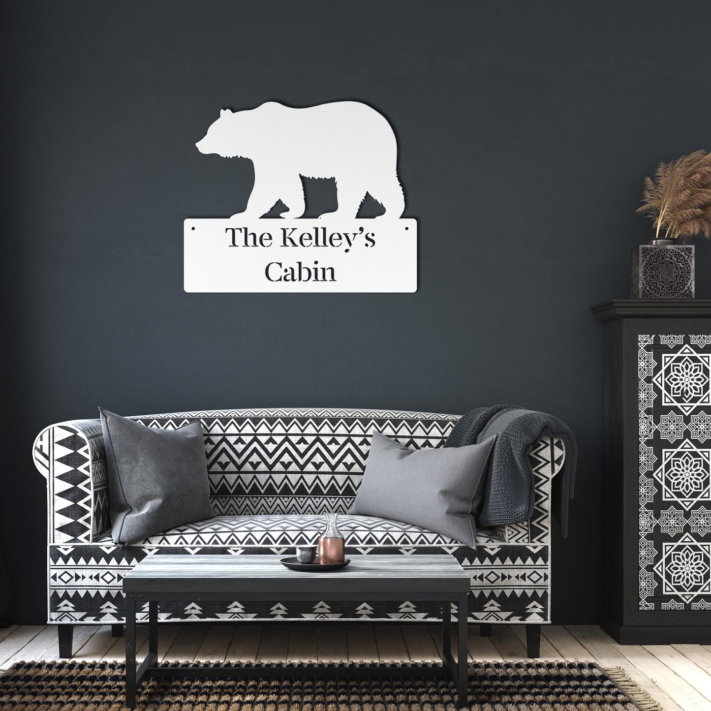 10131 - Bear Custom Name Cabin Metal Plaque