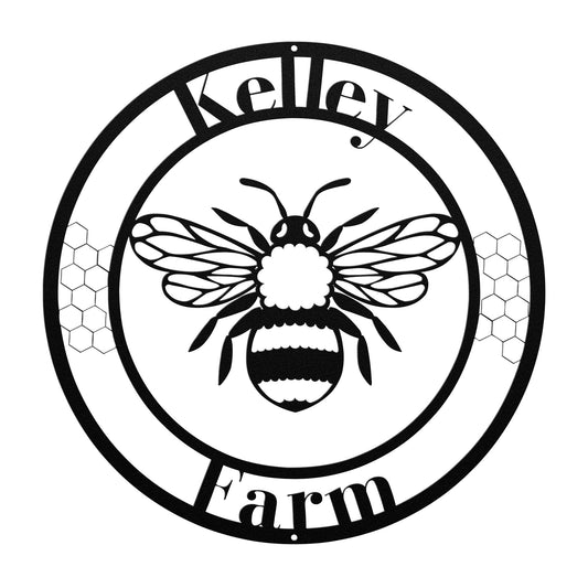 10130 - Bee Circular Custom Farm Metal Sign