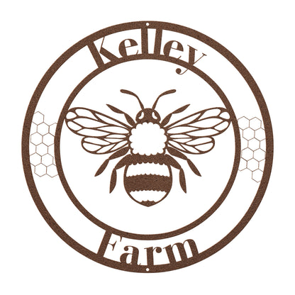 10130 - Bee Circular Custom Farm Metal Sign