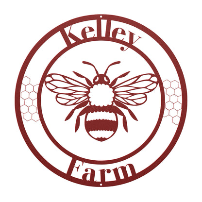 10130 - Bee Circular Custom Farm Metal Sign