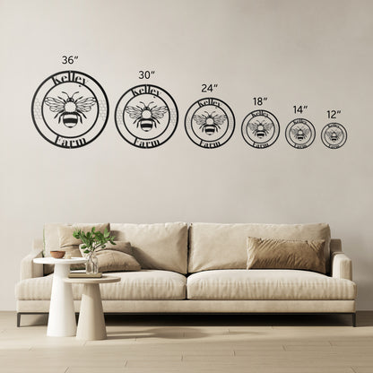 10130 - Bee Circular Custom Farm Metal Sign