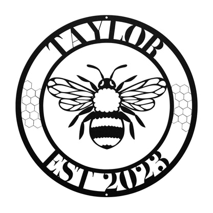 10127 - Bee Custom Name and Date Metal Sign