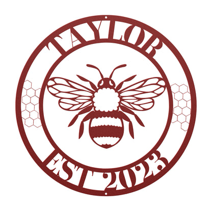 10127 - Bee Custom Name and Date Metal Sign
