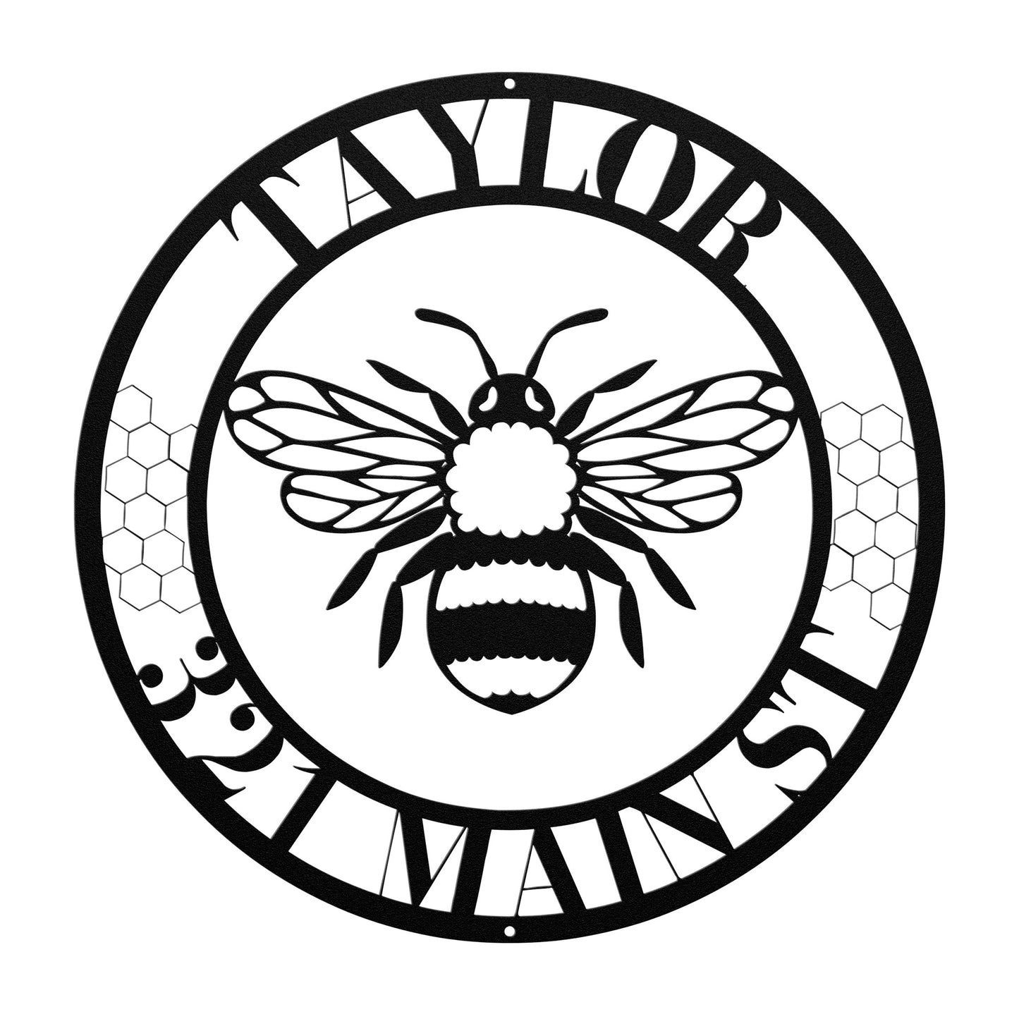 10128 - Bee Custom Name and Address Metal Sign