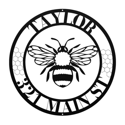 10128 - Bee Custom Name and Address Metal Sign