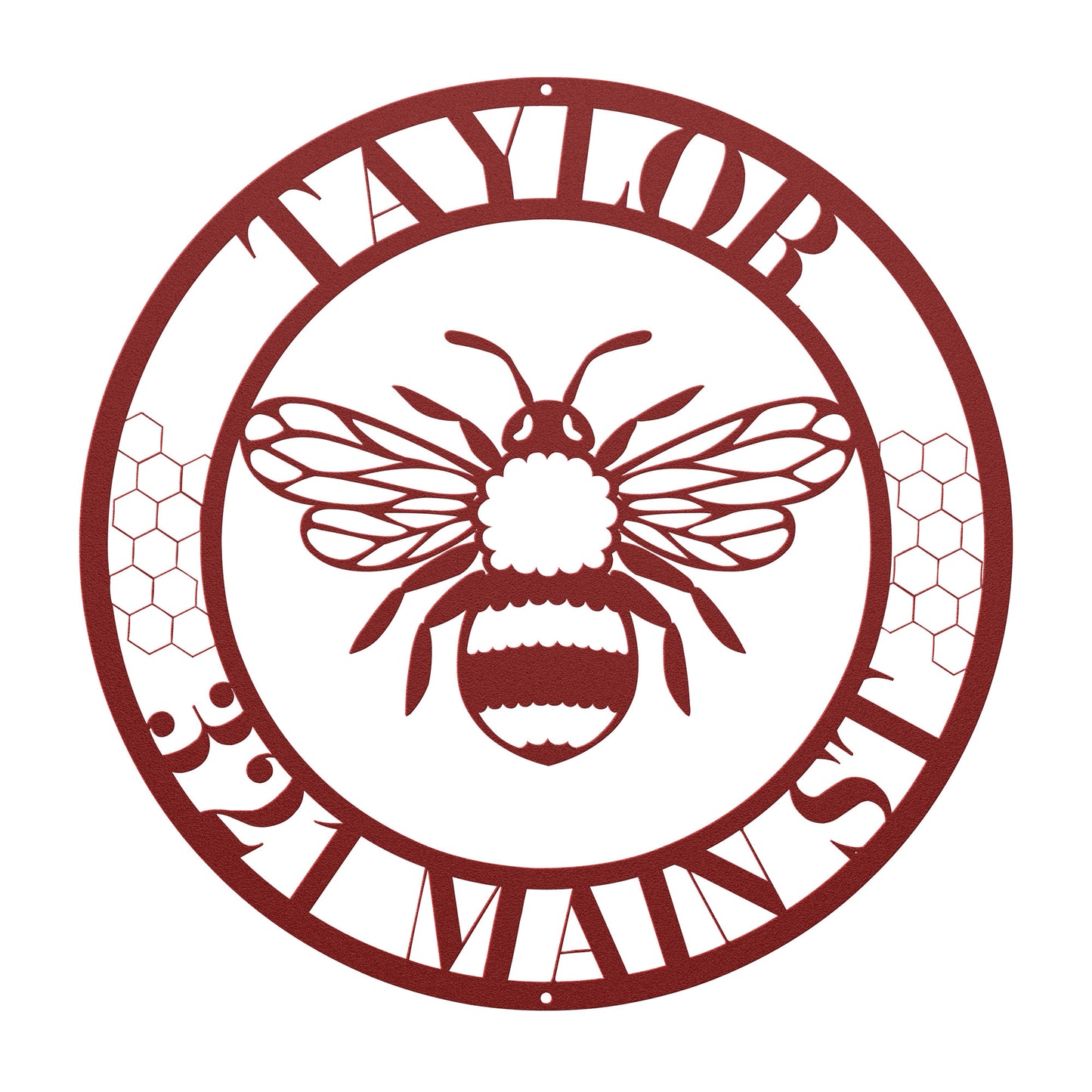 10128 - Bee Custom Name and Address Metal Sign