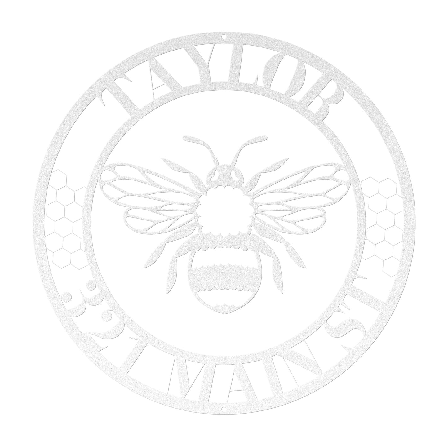 10128 - Bee Custom Name and Address Metal Sign