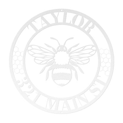 10128 - Bee Custom Name and Address Metal Sign