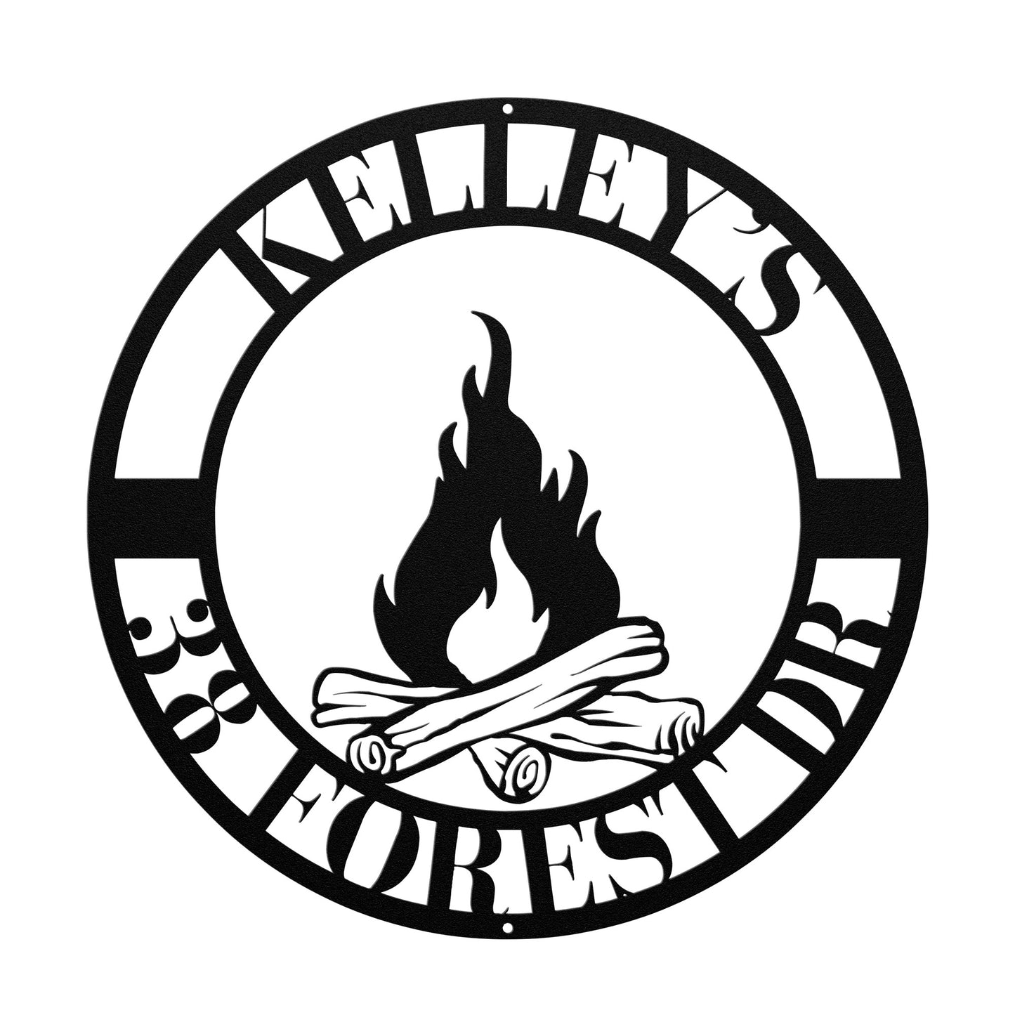 10046 - Campfire Custom Address Circular Metal Sign