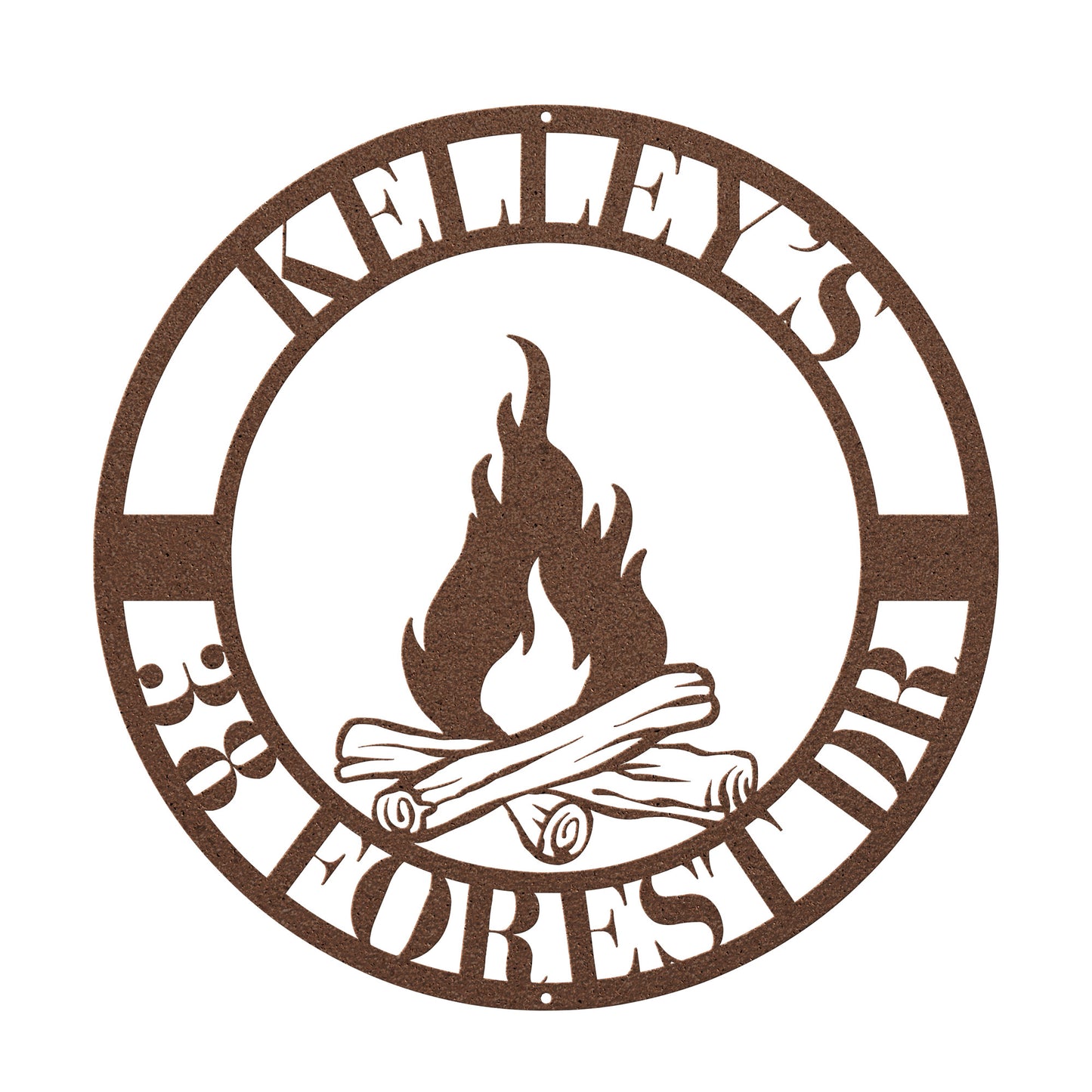 10046 - Campfire Custom Address Circular Metal Sign