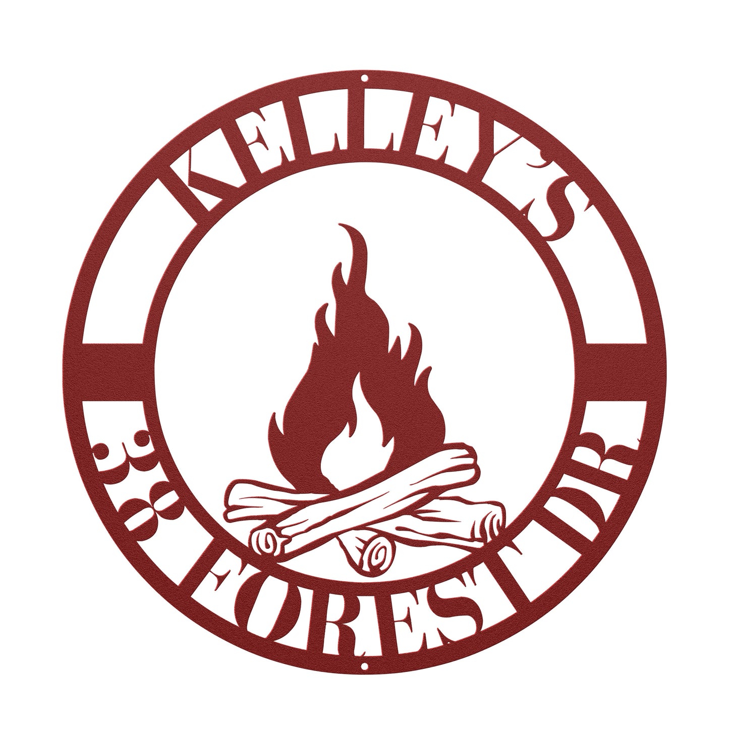 10046 - Campfire Custom Address Circular Metal Sign