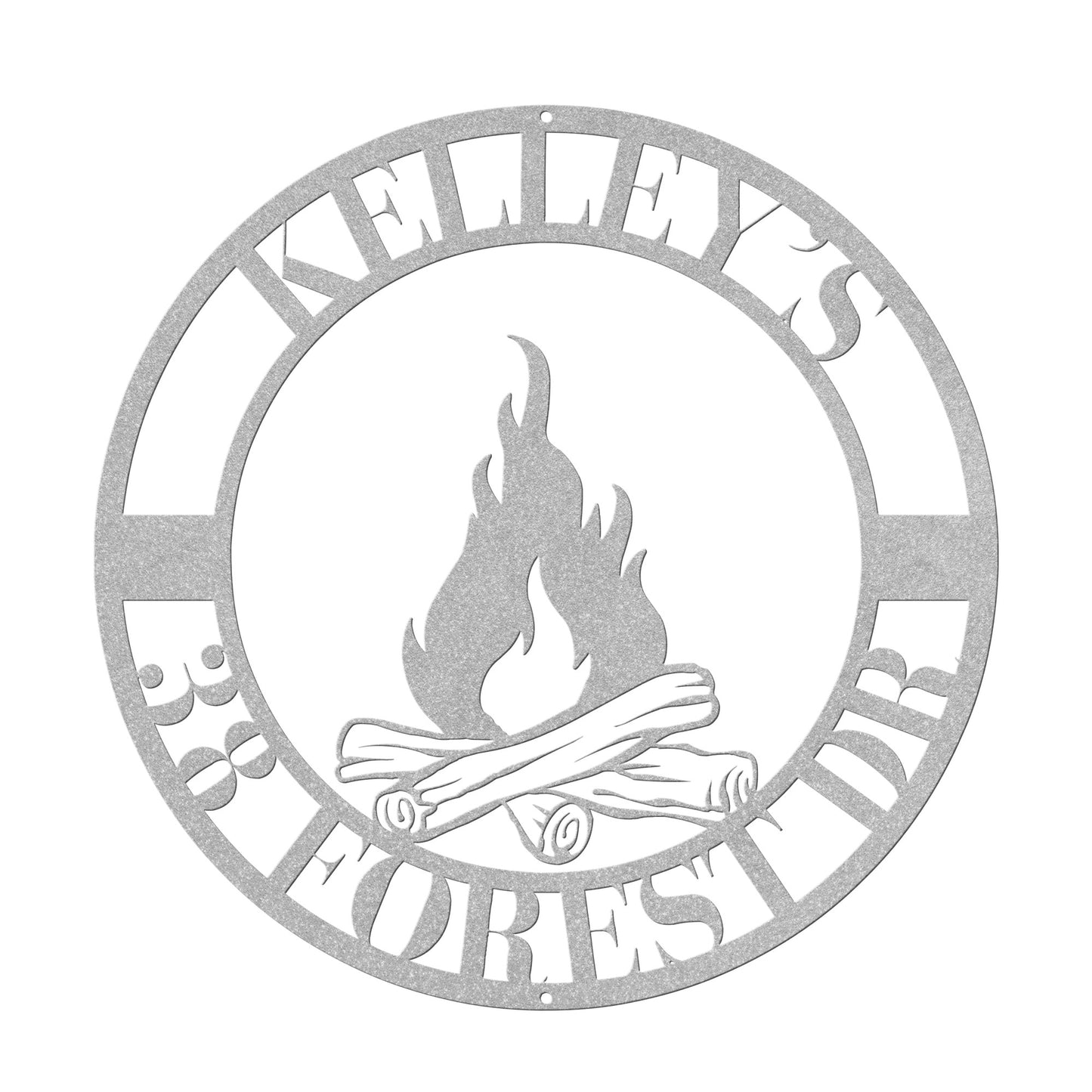 10046 - Campfire Custom Address Circular Metal Sign