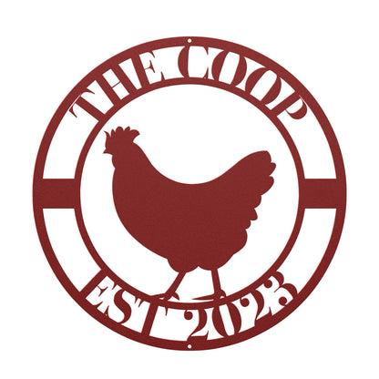 10123 - Chicken Coop Custom Circular Metal Sign