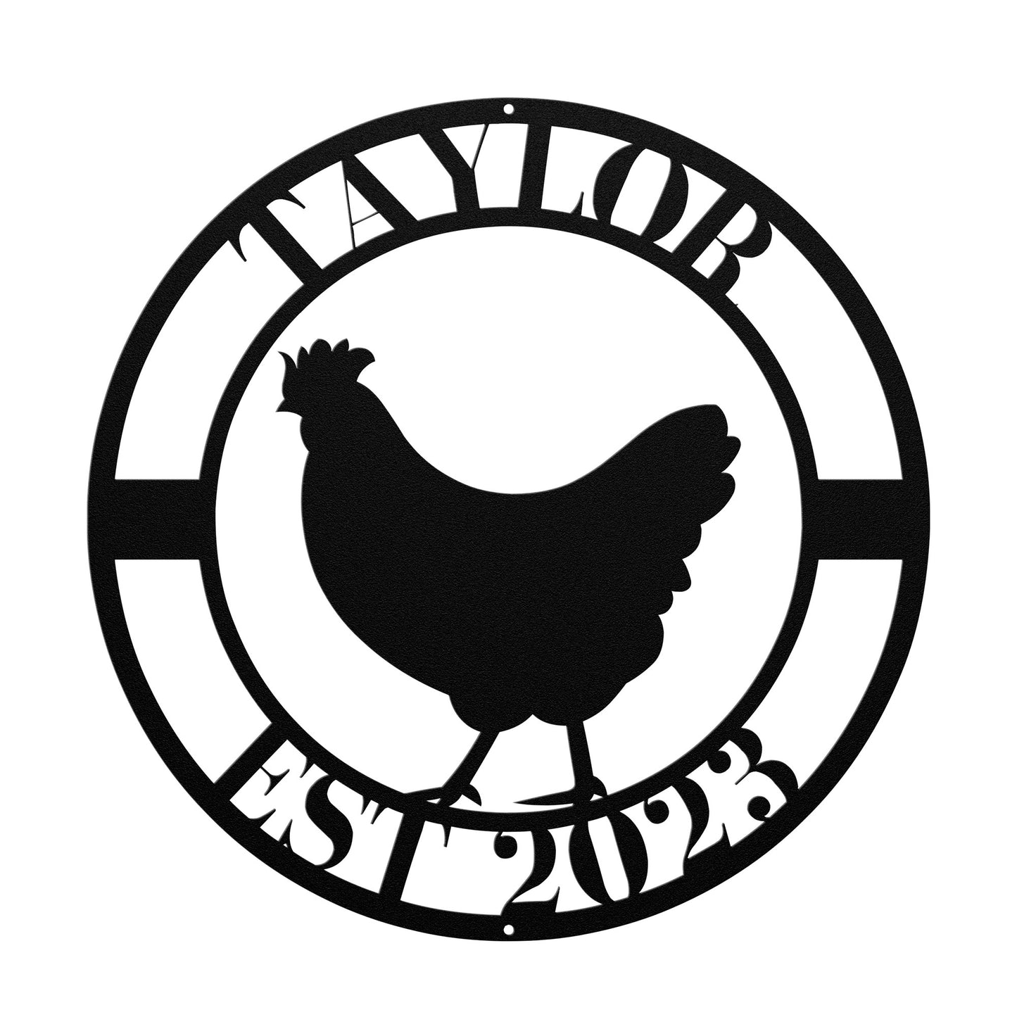 10182 - * Custom Chicken Family Established Metal Sign