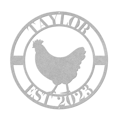 10182 - * Custom Chicken Family Established Metal Sign