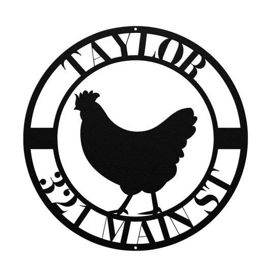 10180 - * Custom Chicken Home Address Metal Sign