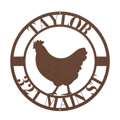 10180 - * Custom Chicken Home Address Metal Sign