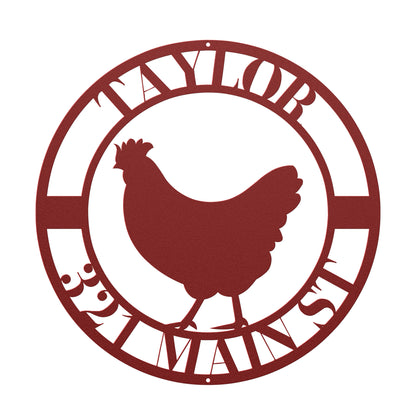 10180 - * Custom Chicken Home Address Metal Sign