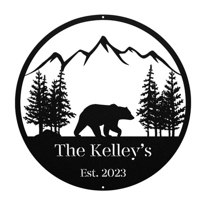10114 - Circular Bear Forest Custom Metal Sign
