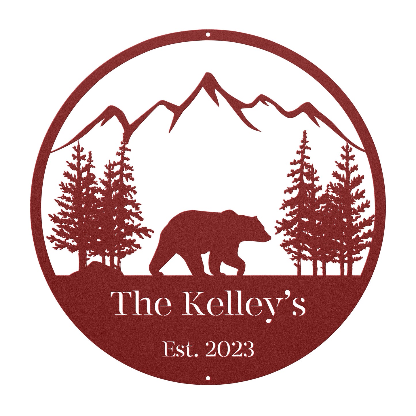 10114 - Circular Bear Forest Custom Metal Sign