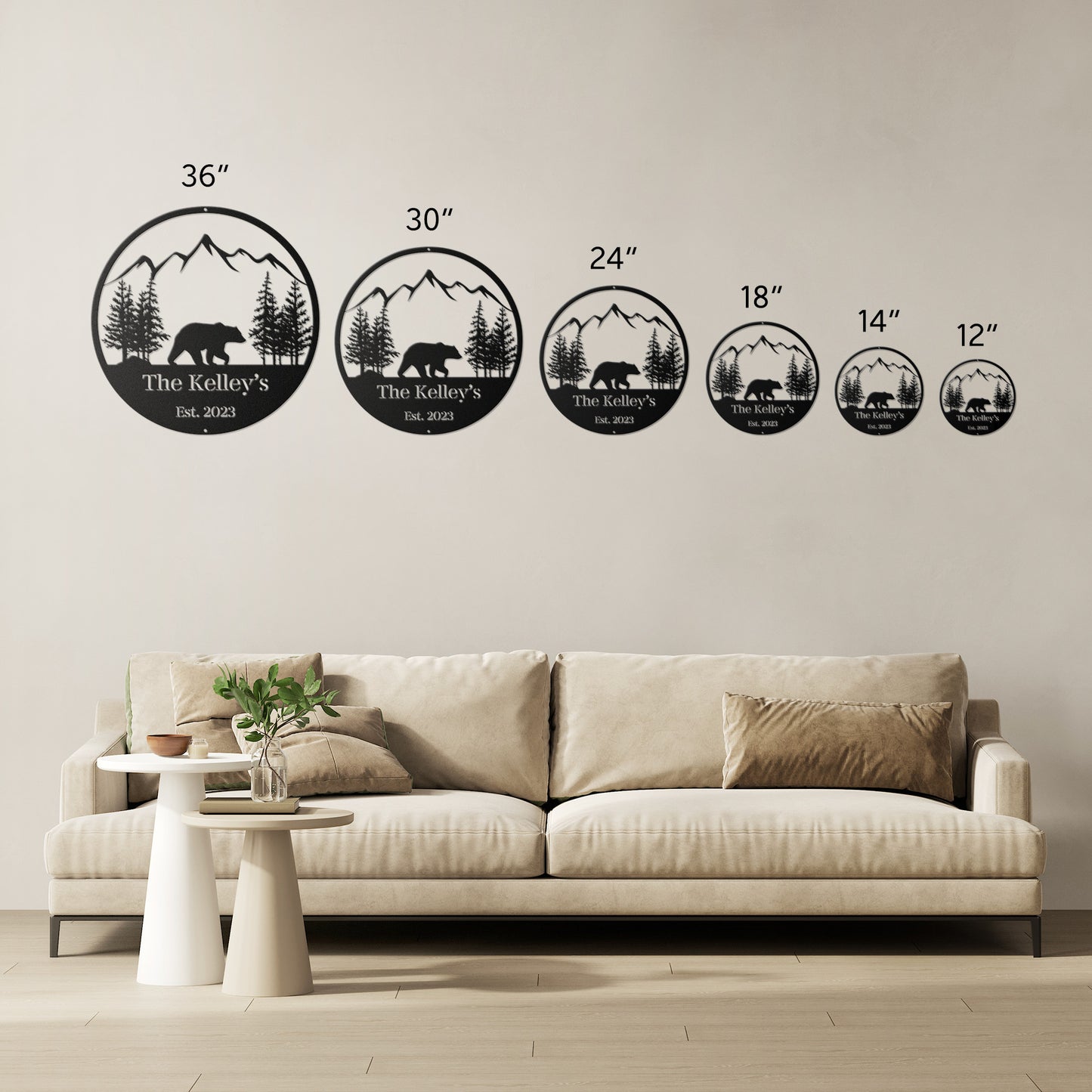 10114 - Circular Bear Forest Custom Metal Sign