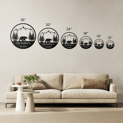 10114 - Circular Bear Forest Custom Metal Sign