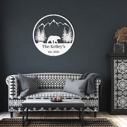 10114 - Circular Bear Forest Custom Metal Sign