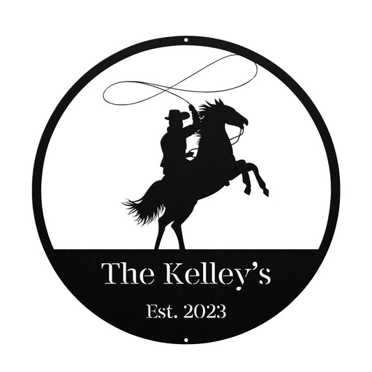 10022 - Cowboy Lasso Custom Family Metal Sign