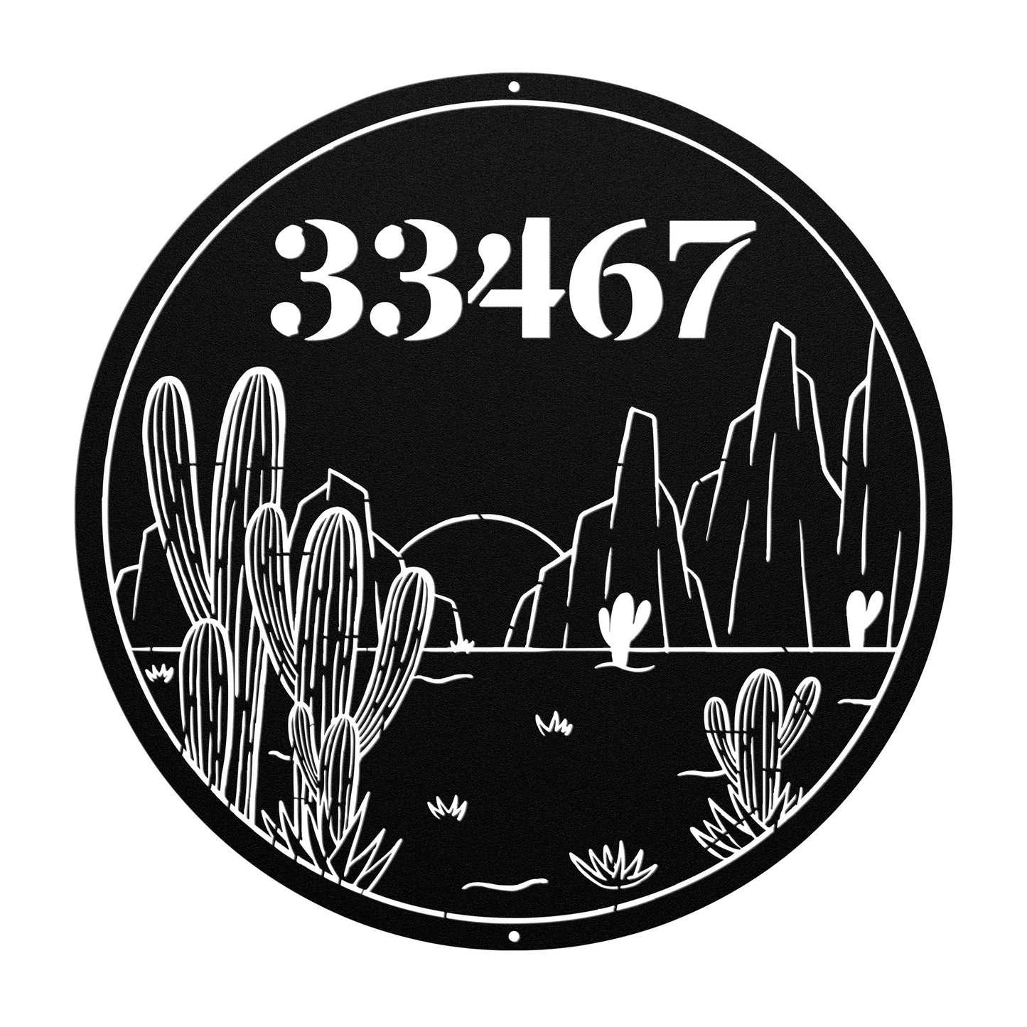 10105 - Desert Scene Custom Address Metal Sign