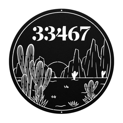 10105 - Desert Scene Custom Address Metal Sign