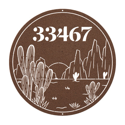 10105 - Desert Scene Custom Address Metal Sign