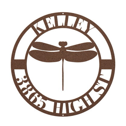 10103 - Dragonfly Circular Custom Address Sign