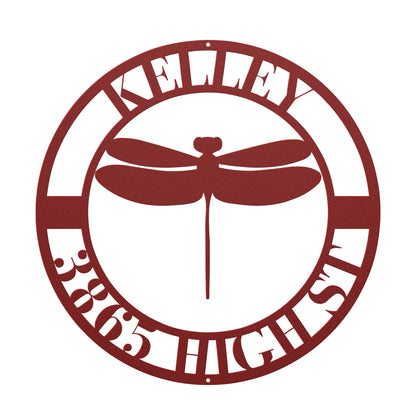 10103 - Dragonfly Circular Custom Address Sign