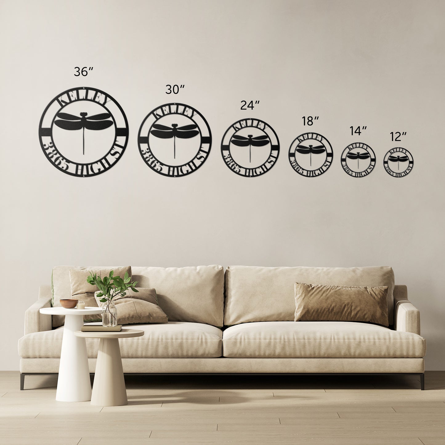 10103 - Dragonfly Circular Custom Address Sign