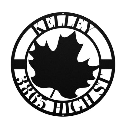 10100 - Fall Leaf Circular Custom Address Sign