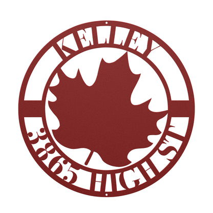 10100 - Fall Leaf Circular Custom Address Sign