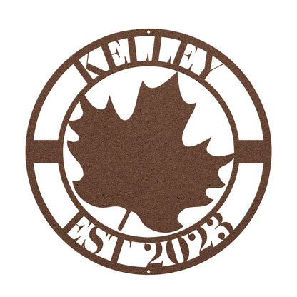 10099 - Fall Leaf Circular Custom Name Sign