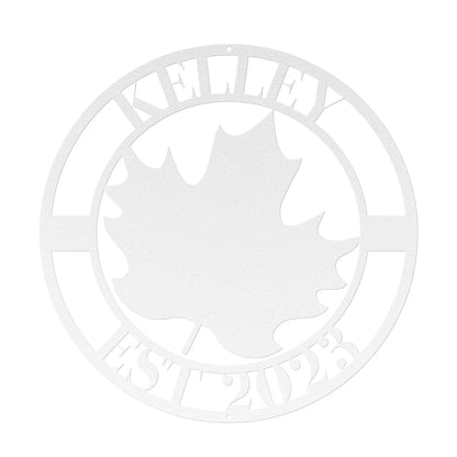 10099 - Fall Leaf Circular Custom Name Sign