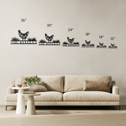 10177 - * Custom Floral Chicken Family Name Metal Sign