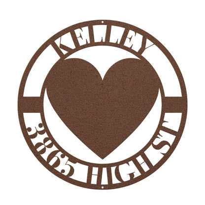 10174 - * Custom Heart Circular Address Sign