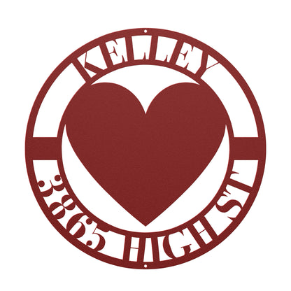 10174 - * Custom Heart Circular Address Sign
