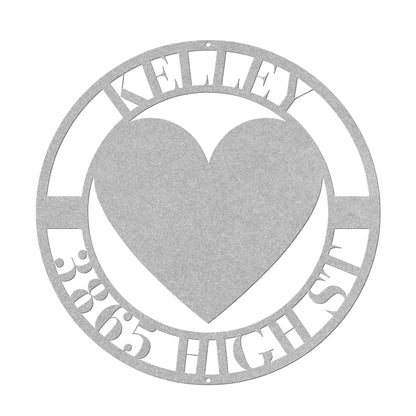 10174 - * Custom Heart Circular Address Sign