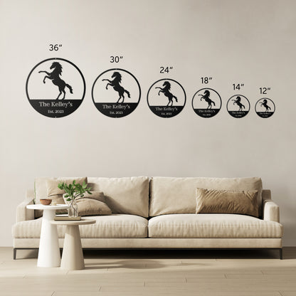 10019 - Horse Custom Family Circular Metal Sign